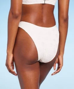Women's Pointelle V-Front Extra Cheeky Extra High Leg Bikini Bottom - Wild Fable™ Ivory