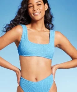 Women's Pucker Square Neck Wide Strap Bralette Bikini Top - Wild Fable™ Blue -Default Template 7 GUEST 473eb668 675a 4275 82bd 0e127f7902f4