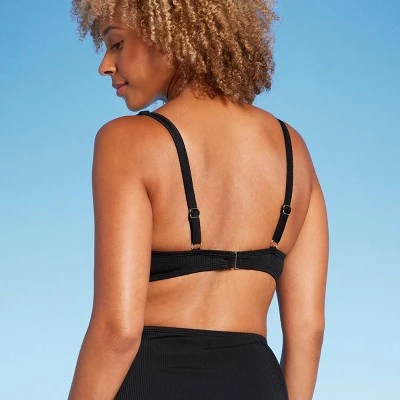 Women's Retro Ribbed Underwire Bikini Top - Shade & Shore™ Black 3 Women's Retro Ribbed Underwire Bikini Top - Shade & Shore™ Black