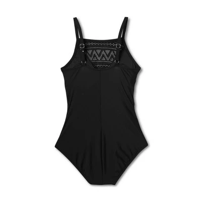 Women's UPF 50 Crochet High Neck One Piece Swimsuit - Aqua Green® True Navy 7 Women's UPF 50 Crochet High Neck One Piece Swimsuit - Aqua Green® True Navy - Image 5