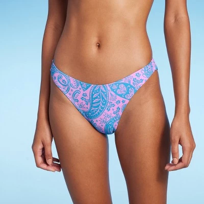 Women's Paisley Print Low-Rise Cheeky High Leg Bikini Bottom - Wild Fable™ Blue/Pink 9 Women's Paisley Print Low-Rise Cheeky High Leg Bikini Bottom - Wild Fable™ Blue/Pink - Image 7