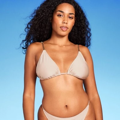 Shade & Shore Women's Chain Strap Triangle Bikini Top - Shade & Shore™ Tan Shine 9 Shade & Shore Women's Chain Strap Triangle Bikini Top - Shade & Shore™ Tan Shine - Image 7