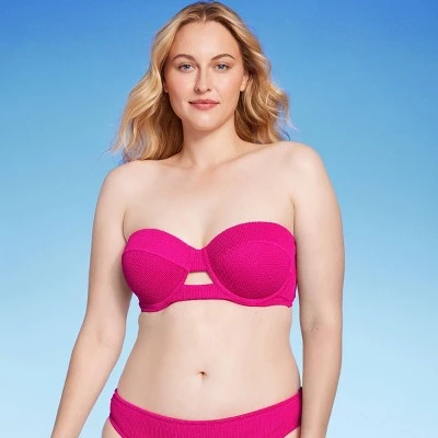 Women's Pucker Textured Light Lift Bandeau Bikini Top - Shade & Shore™ Light Blue 5 Women's Pucker Textured Light Lift Bandeau Bikini Top - Shade & Shore™ Light Blue - Image 3