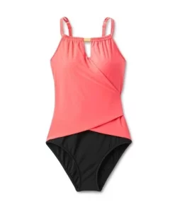 Women's High Neck Keyhole Wrap One Piece Swimsuit - Aqua Green® Coral Pink -Default Template 7 GUEST 4eccf00e d6dd 4f54 8bc9 88326e48ff16