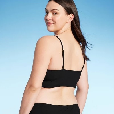 Women's Longline Ribbed Bikini Top - Shade & Shore™ Black 6 Women's Longline Ribbed Bikini Top - Shade & Shore™ Black - Image 4