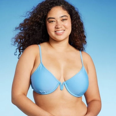 Women's V-Front Underwire Bikini Top - Wild Fable™ Bright Blue 5 Women's V-Front Underwire Bikini Top - Wild Fable™ Bright Blue - Image 3