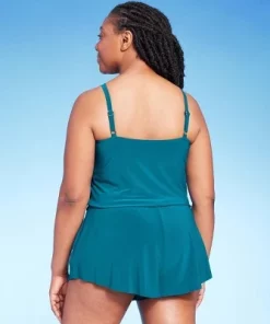 Women's UPF 50 High Neck Swim Romper with Pockets One Piece Swimsuit - Aqua Green® Pink