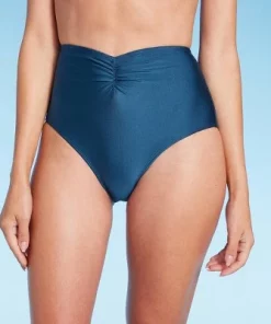 Women's High Waist Shirred Front Bikini Bottom - Shade & Shore™ Teal Blue Shine -Default Template 7 GUEST 54f0d595 983b 4326 a1e4 77d2006f4d56