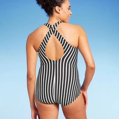 Lands' End Women's UPF 50 Full Coverage High Neck Tugless One Piece Swimsuit Blue Multi 5 Lands' End Women's UPF 50 Full Coverage High Neck Tugless One Piece Swimsuit Blue Multi - Image 3
