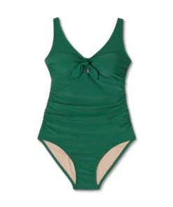 Women's Tie-Front Ruched Full Coverage One Piece Swimsuit - Kona Sol™ Green -Default Template 7 GUEST 56c20bf8 5ba7 484a 92e3 d90ec4ee81dd