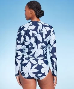 Women's Floral Print Cropped Rash Guard - Kona Sol™ Multi Blue -Default Template 7 GUEST 57844efc 6195 4647 aed2 1fc5310ba735