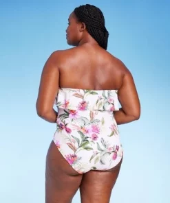 Women's Bandeau Flounce Front Ruched Full Coverage One Piece Swimsuit - Kona Sol™ Cream -Default Template 7 GUEST 5af1e3e3 326c 477e 8d77 1f79e43abfc1