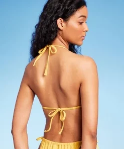 Women's Sequin Detail Triangle Bikini Top - Wild Fable™ Yellow