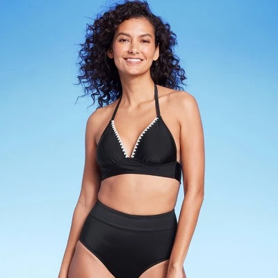 Women's Crochet Trim Halter Bikini Top - Kona Sol™ Black 9 Women's Crochet Trim Halter Bikini Top - Kona Sol™ Black - Image 7