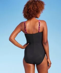 Women's UPF 50 Draped Front One Piece Swimsuit - Aqua Green® Pink