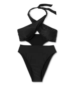 Women's Cross Front Halter One Piece Swimsuit - Wild Fable™ Black -Default Template 7 GUEST 606ff317 125f 4015 b6fe db642f09421f