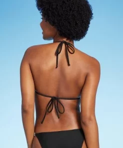 Women's Low Coverage Mini Triangle Bikini Top - Wild Fable⢠Black