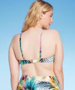 Women's Tie Detail Underwire Bikini Top - Shade & Shore™ Multi Palm Print