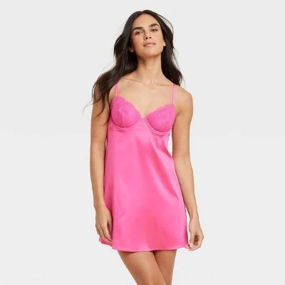 Women's Satin Lingerie Slip Dress with Keyhole Back - Auden™ Pink 7 Women's Satin Lingerie Slip Dress with Keyhole Back - Auden™ Pink - Image 5