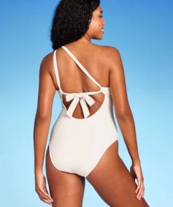 Women's One Shoulder Plunge Cut Out One Piece Swimsuit - Shade & Shore™ Off-white -Default Template 7 GUEST 69d624a1 358f 4e1b 98c1 c10a0c0914bd