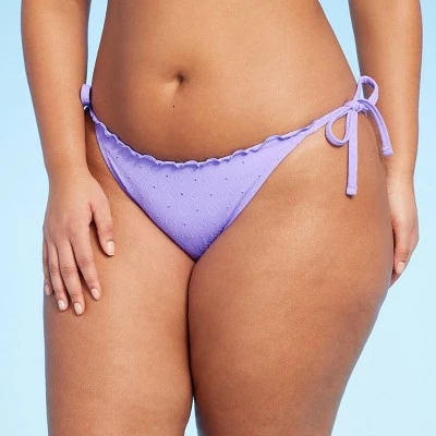 Women's Heart Pattern Eyelet Side-Tie High Leg Extra Cheeky Bikini Bottom - Wild Fable™ Purple 5 Women's Heart Pattern Eyelet Side-Tie High Leg Extra Cheeky Bikini Bottom - Wild Fable™ Purple - Image 3