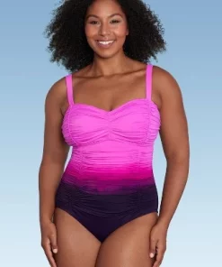 Women's UPF 50 Sweetheart Neck Seamed One Piece Swimsuit - Shape + Style™ by Aqua Green® Multi Pink -Default Template 7 GUEST 6e0b1294 44e4 413a b42e c7c8b0aea695