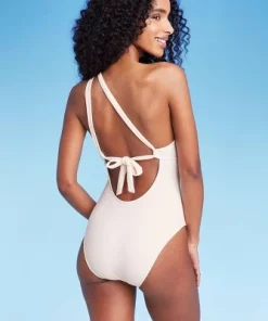Women's One Shoulder Plunge Cut Out One Piece Swimsuit - Shade & Shore™ Off-white
