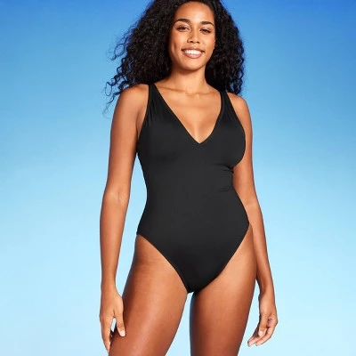 Shade & Shore Women's Shaping Plunge High Leg One Piece Swimsuit - Shade & Shore™ Teal Blue 4 Shade & Shore Women's Shaping Plunge High Leg One Piece Swimsuit - Shade & Shore™ Teal Blue - Image 2