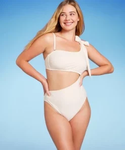 Women's One Shoulder Bow Cut Out One Piece Swimsuit - Shade & Shore™ Off-white -Default Template 7 GUEST 728b6be8 a6e5 49a5 9f98 ae68a59c6568