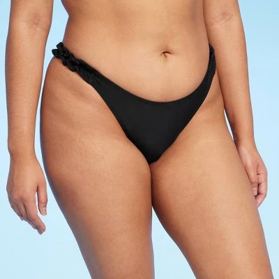 Women's Ruffle Strap High Leg Cheeky Bikini Bottom - Wild Fable™ Blue 5 Women's Ruffle Strap High Leg Cheeky Bikini Bottom - Wild Fable™ Blue - Image 3