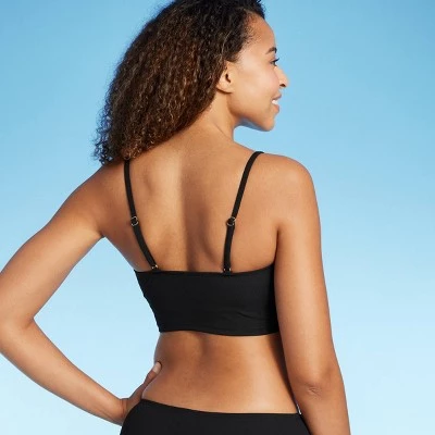Women's Longline Ribbed Bikini Top - Shade & Shore™ Black 3 Women's Longline Ribbed Bikini Top - Shade & Shore™ Black