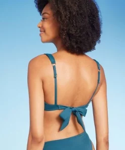 Women's Knot Detail Continuous Underwire Bikini Top - Shade & Shore™ White