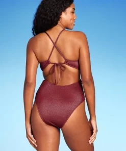 Women's Monokini Plunge Cut Out High Leg Lurex One Piece Swimsuit - Shade & Shore™ Burgundy 19 Women's Monokini Plunge Cut Out High Leg Lurex One Piece Swimsuit - Shade & Shore™ Burgundy -Default Template 7 GUEST 7852e233 bb9c 435a 81a1 a6bceca1646e