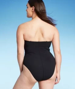 Women's Shirred Ribbed Bandeau Cheeky One Piece Swimsuit - Shade & Shore™ Blue -Default Template 7 GUEST 79f7bee5 0157 4f86 a69e 50acfec64829