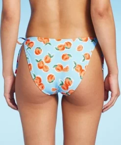 Women's Orange Print Side-Tie Scoop Front Bikini Bottom - Wild Fable⢠Blue