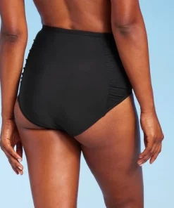 Women's UPF 50 Shirred Bikini Bottom - Aqua Green® Black