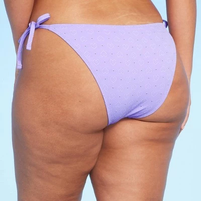 Women's Heart Pattern Eyelet Side-Tie High Leg Extra Cheeky Bikini Bottom - Wild Fable™ Purple 6 Women's Heart Pattern Eyelet Side-Tie High Leg Extra Cheeky Bikini Bottom - Wild Fable™ Purple - Image 4