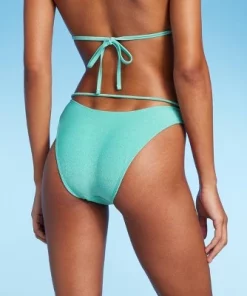 Women's Beaded Side-Tie Extra Cheeky Extra High Leg Bikini Bottom - Wild Fable™ Pink Lurex Floral Print