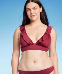 Women's Ruffle V-Neck Longline Triangle Bikini Top - Shade & Shore™ Burgundy 15 Women's Ruffle V-Neck Longline Triangle Bikini Top - Shade & Shore™ Burgundy -Default Template 7 GUEST 7ff1587f a4da 4351 bb03 092744d05c19