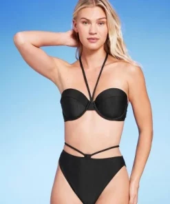 Women's Lightly Lined Ribbed Halter Bikini Top - Shade & Shore™ Blue -Default Template 7 GUEST 8067b72a c9c8 4908 aab7 822e7e97c430