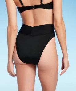 Women's V-Front Mid-Rise High Leg Cheeky Bikini Bottom - Shade & Shore™ White