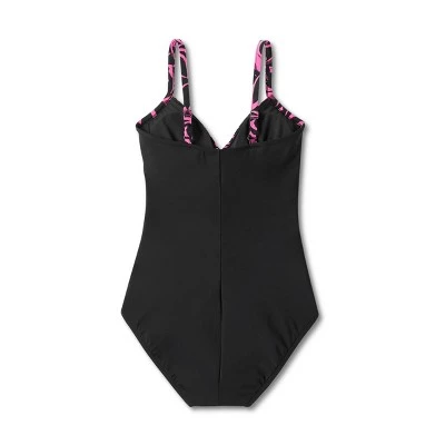 Women's UPF 50 Draped Front One Piece Swimsuit - Aqua Green® Pink 7 Women's UPF 50 Draped Front One Piece Swimsuit - Aqua Green® Pink - Image 5