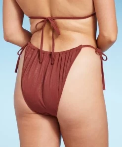 Women's Side-Tie Adjustable Extra High Leg Lurex Plisse Textured Bikini Bottom - Wild Fable™ Brown -Default Template 7 GUEST 82b7f6a0 503b 483f 916e 26c85c8443f7
