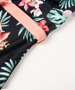 Women's V Neck Ruffle One Piece Swimsuit Tropical Floral Bathing Suit - Cupshe