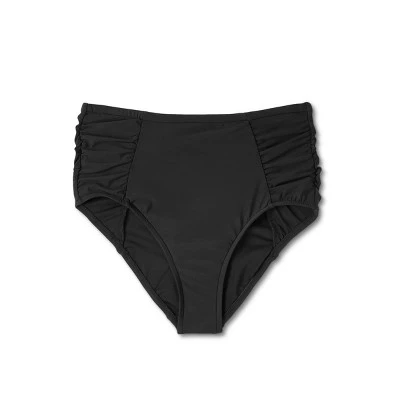 Women's UPF 50 Shirred Bikini Bottom - Aqua Green® Black 9 Women's UPF 50 Shirred Bikini Bottom - Aqua Green® Black - Image 7