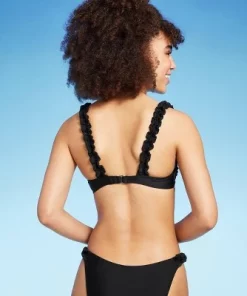 Women's Ruffle Strap Bralette Bikini Top - Wild Fable™ Pink