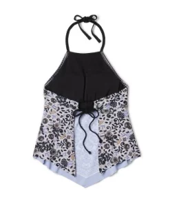 Women's High Neck Tankini Top - Kona Sol™ Black Multi