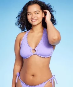 Women's Heart Pattern Eyelet Halter Bikini Top - Wild Fable™ Purple -Default Template 7 GUEST 87a42ce1 b181 426e af24 cec2fff7b909