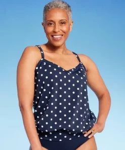 Lands' End Women's UPF 50 Polka Dot Blouson Tankini Top - Navy Blue -Default Template 7 GUEST 8935fb64 a8b9 46bd aa88 6e431e134b95 1