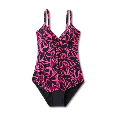 Women's UPF 50 Draped Front One Piece Swimsuit - Aqua Green® Pink 6 Women's UPF 50 Draped Front One Piece Swimsuit - Aqua Green® Pink - Image 4